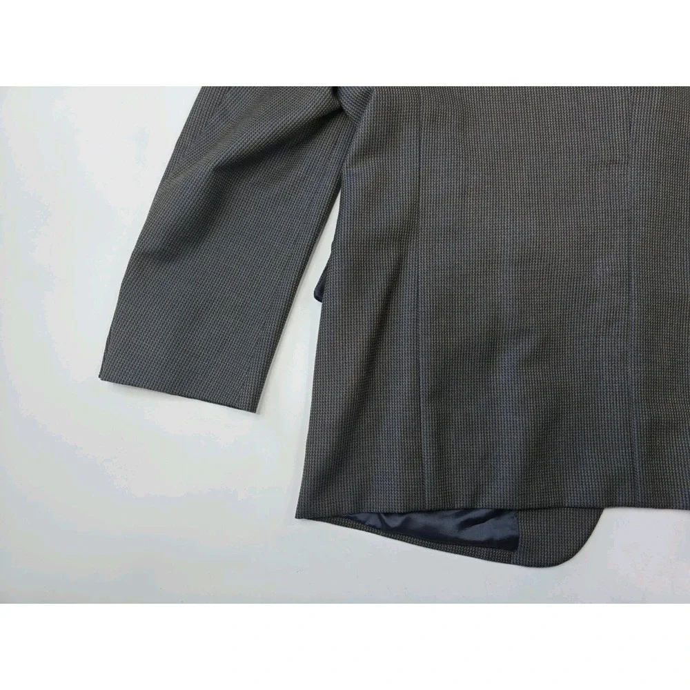 Joseph Abboud 46R Brown Blue Check Wool Silk Sport Coat Blazer 3 Button USA H605